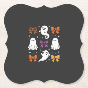 Posavasos De Papel Fantasma Lindo con Lazos Diseño de Halloween_1