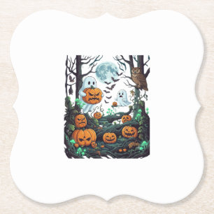 Posavasos De Papel Fantasmagoricos de Halloween Calabazas Búhos Luna 