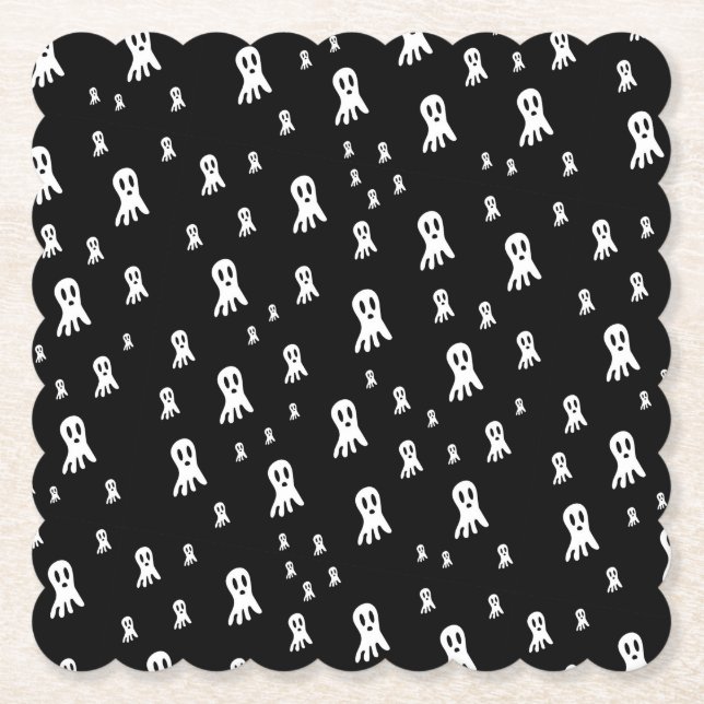 Posavasos De Papel Fantasmagóricos fantasmas de Halloween  (Anverso)