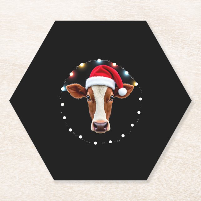 Posavasos De Papel Farm Animal Xmas Pajamas Costume Farmer Christmas  (Anverso)