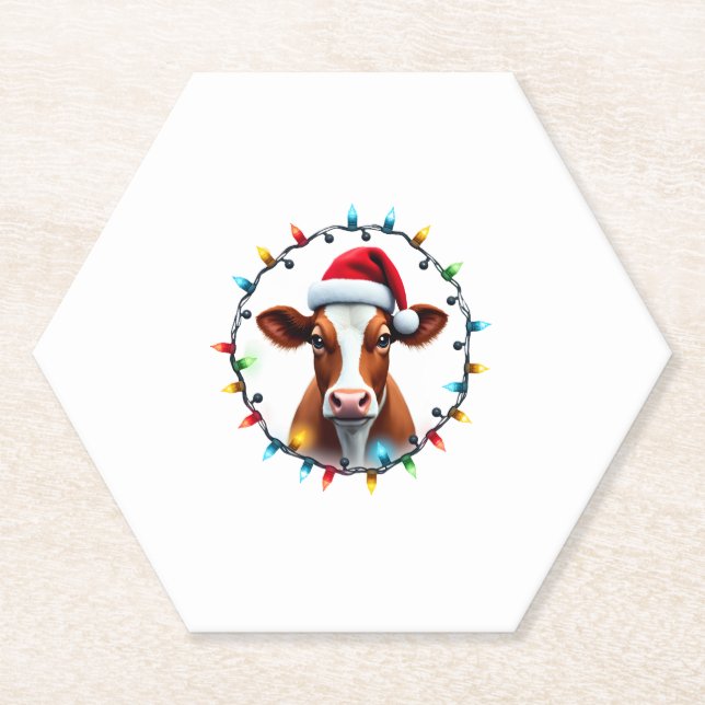 Posavasos De Papel Farm Animal Xmas Pajamas Costume Farmer Christmas  (Anverso)