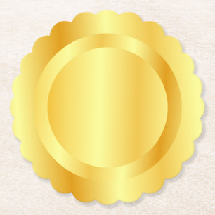 Posavasos De Papel Faux Gold Metallic Look Add Your Monogram Text