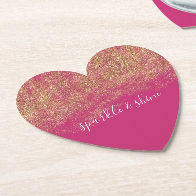 Posavasos De Papel Faux Purpurina Girly Pink Sparkle (En perspectiva)