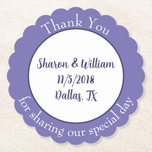 Posavasos De Papel Favor de la boda de Lavender