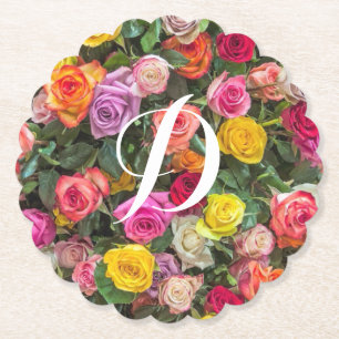 Posavasos De Papel Favor de matrimonio Rosa monograma