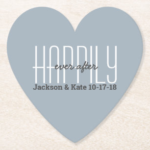 Posavasos De Papel Fecha de bodas de aniversario feliz para siempre p