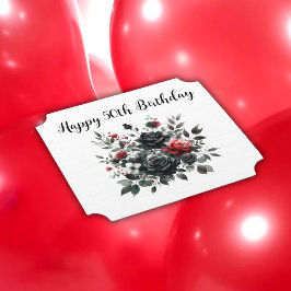 Posavasos De Papel Felices 50 años Rosas rojos y negros |