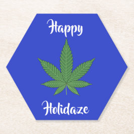 Posavasos De Papel Felices Fiestas de Hojas de Weed Personalizadas
