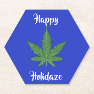 Posavasos De Papel Felices Fiestas de Hojas de Weed Personalizadas
