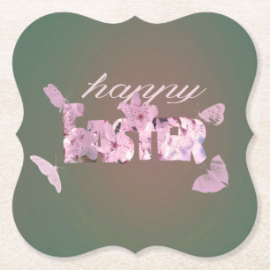 Posavasos De Papel Felices Flores De Pascua Y Mariposas
