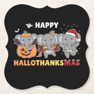 Posavasos De Papel Felices Navidades Elefantes de Hallothanksmas
