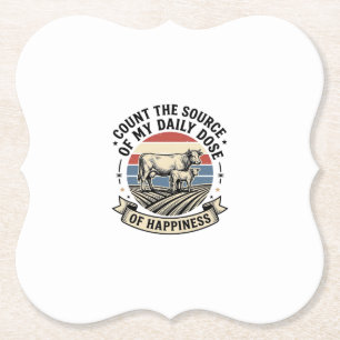 Posavasos De Papel Felicidad de Vaca Diseño de Camiseta de Granja Vin