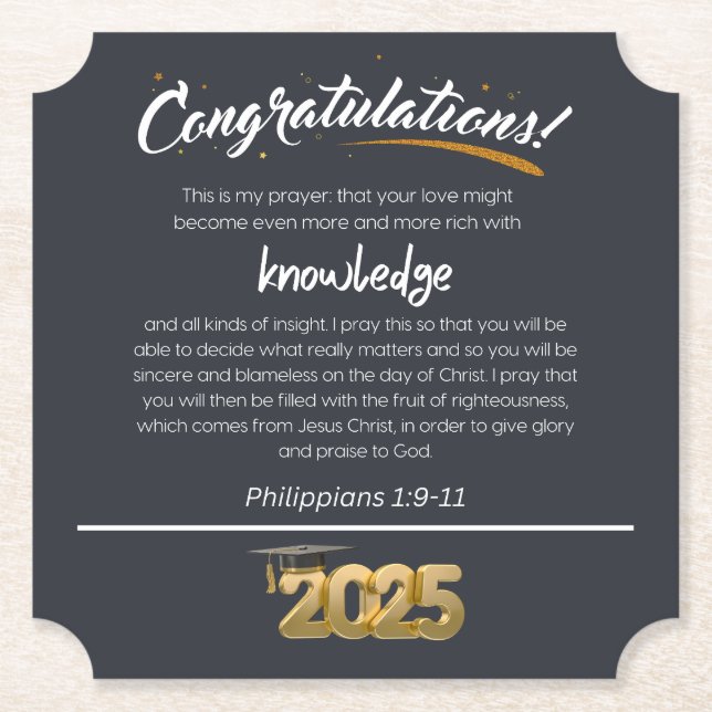 Posavasos De Papel Felicitaciones Filipinas 2025 1:9-11 Cristiano (Anverso)