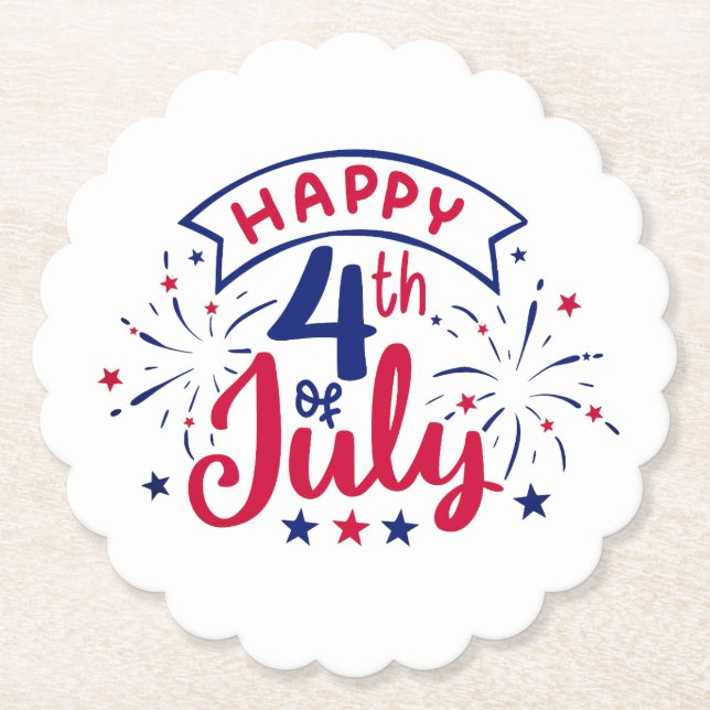 Posavasos De Papel Feliz 4 de julio.  (Anverso)