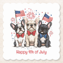 Posavasos De Papel Feliz 4 De Julio Bulldoges Franceses