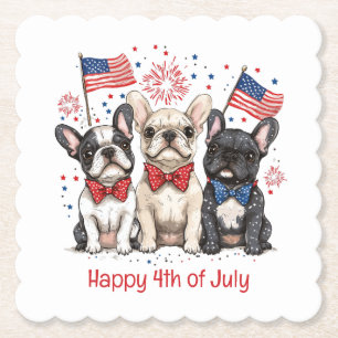 Posavasos De Papel Feliz 4 De Julio Bulldoges Franceses