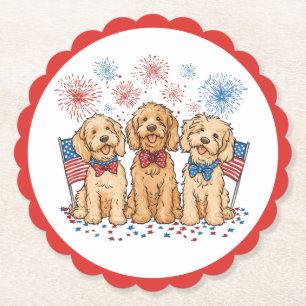 Posavasos De Papel Feliz 4 De Julio Fuegos Artificiales De Goldendood