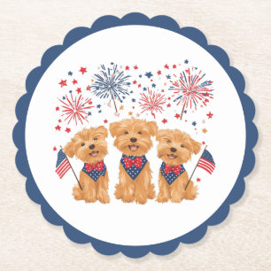 Posavasos De Papel Feliz 4 de Julio Perros Yorkie