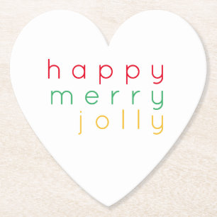 Posavasos De Papel FELIZ ALEGRE DIVERTIDO Corchos de Corazón de Papel