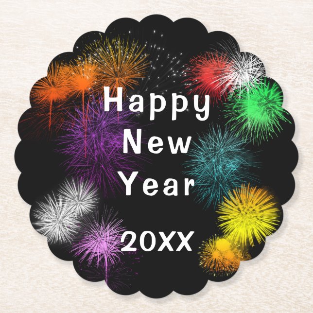 Posavasos De Papel Feliz Año Nuevo (Anverso)