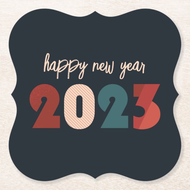 Posavasos De Papel Feliz año nuevo Navidad 2023 (Anverso)