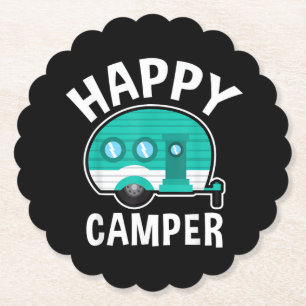 Posavasos De Papel Feliz Campista Caravana de Camping de Vacaciones D