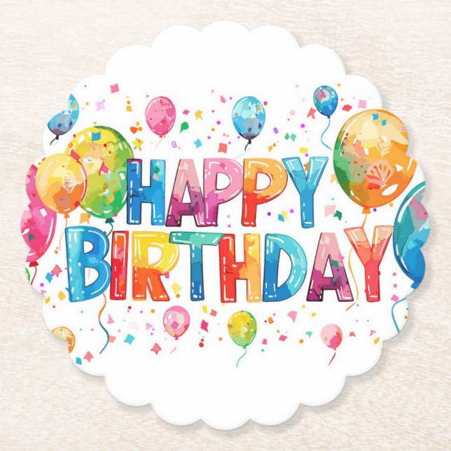 Posavasos De Papel Feliz cumpleaños (Anverso)