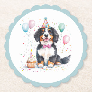 Posavasos De Papel Feliz Cumpleaños Bernese Mountain Dog