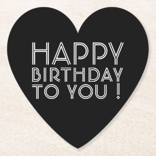 Posavasos De Papel "¡Feliz Cumpleaños!" Blanco y negro
