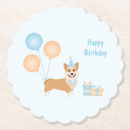 Posavasos De Papel Feliz cumpleaños Corgi Dog