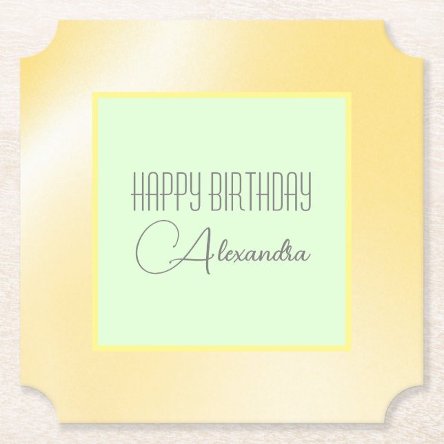 Posavasos de papel "Feliz Cumpleaños" de lima limó (Anverso)