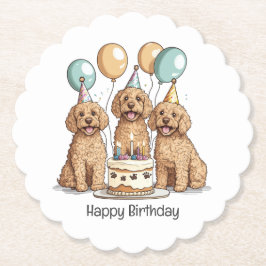 Posavasos De Papel Feliz cumpleaños Goldendoodle Dogs