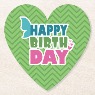 Posavasos De Papel Feliz cumpleaños mariposa de primavera verde