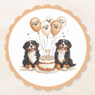Posavasos De Papel Feliz cumpleaños, perros de montaña de Bernese