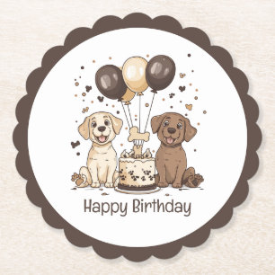 Posavasos De Papel Feliz cumpleaños, perros recuperadores de labrador