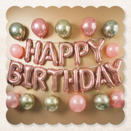 Posavasos De Papel Feliz Cumpleaños Pink Gold Coaster Set
