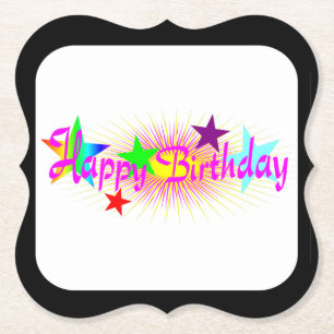 Posavasos De Papel Feliz cumpleaños y estrellas -
