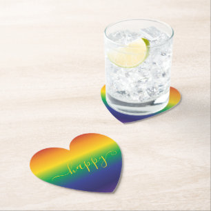 Posavasos De Papel Feliz de decir rayas arcoiris