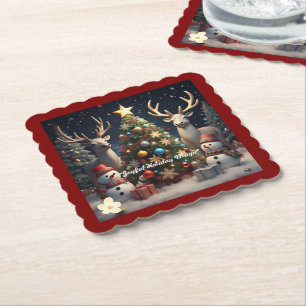 Posavasos De Papel "Feliz deseo navideño"