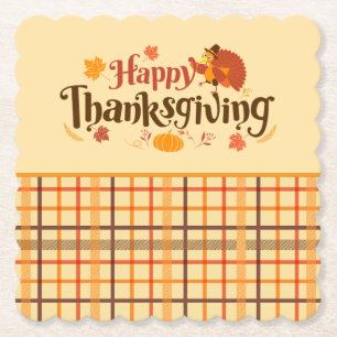 Posavasos De Papel Feliz Día de Acción de Gracias Otoño