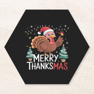 Posavasos De Papel Feliz Día de Acción de Gracias Santa Turquía es