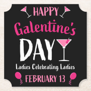 Posavasos De Papel Feliz Día de Galentine el 13 de febrero