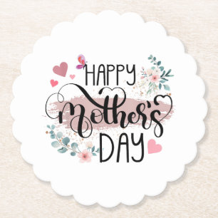 Posavasos De Papel Feliz Día de la Madre 2025 Floral Lindo para Mujer