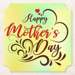 Posavasos De Papel Feliz Día de la Madre Elegante Diseño-23331