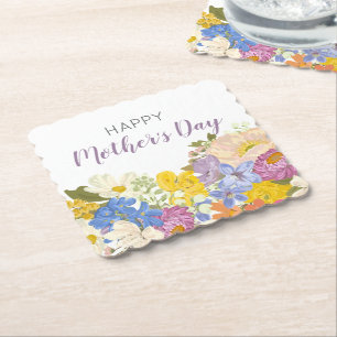 Posavasos De Papel Feliz Día de la Madre Florales en Flor 