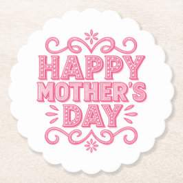 Posavasos De Papel Feliz Día de las Madres Rosa Vintage