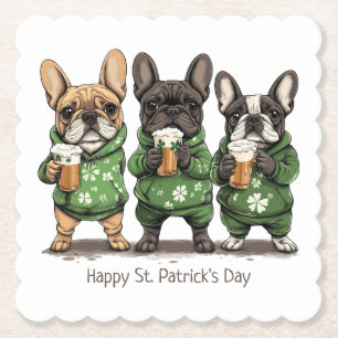 Posavasos De Papel Feliz Día de San Patricio, Bulldoges franceses
