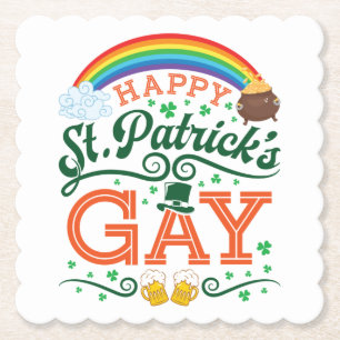 Posavasos De Papel Feliz Día de San Patricio Gay del orgullo LGBTQ