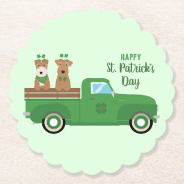 Posavasos De Papel Feliz Día de San Patricio, Perro de Fox Terrier