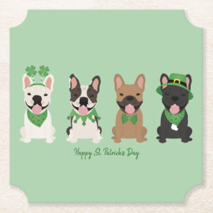 Posavasos De Papel Feliz Día de San Patrón Bulldoges franceses